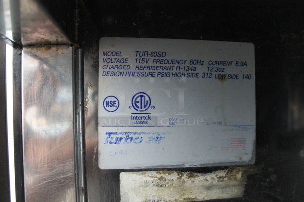 Turbo Air TUR-60SD Stainless Steel Commercial Undercounter Cooler on Commercial Casters. 115 Volts, 1 Phase. Tested and Powers On But Does Not Get Cold - Image 5 of 6