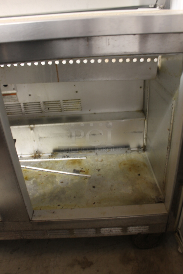 Beverage-Air SP48-12 Commercial Stainless Steel Sandwich/Salad Prep Table With 2 Door Refrigerated Base On Commercial Casters. 115V, 1 Phase. Tested and Powers On But Does Not Get Cold - Image 5 of 7
