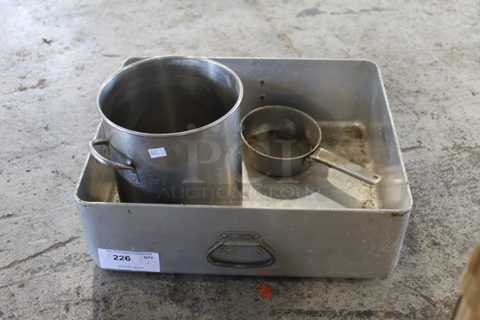 ALL ONE MONEY! Lot of Metal Bin, Stock Pot and Sauce Pan