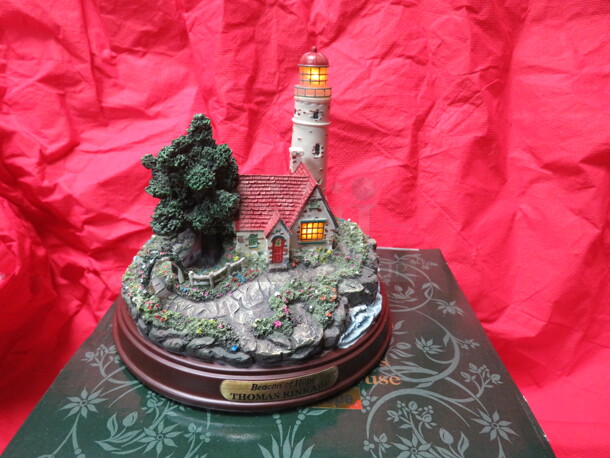 One NEW Thomas Kincade BEACON OF HOPE Lighted Lighthouse. Complete With Certificate Of Authenticity. - Image 1 of 3