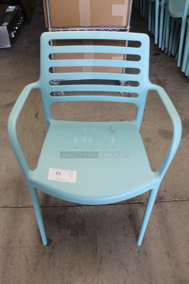 56 BRAND NEW SCRATCH AND DENT! Lancaster Table & Seating 427CRESINASF Allegro Seafoam Stackable Resin Arm Chairs. 56 Times Your Bid! - Image 2 of 4