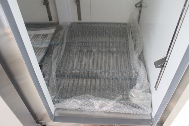 BRAND NEW SCRATCH AND DENT! 2023 Avantco 178A35FHC Stainless Steel Commercial Two Door Reach In Freezer w/ Poly Coated Racks. 115 Volts, 1 Phase. Tested and Working! - Image 9 of 10