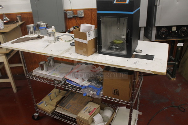 Cart w/ 2 Wire Under Shelves w/ Contents on Commercial Casters. - Image 3 of 5