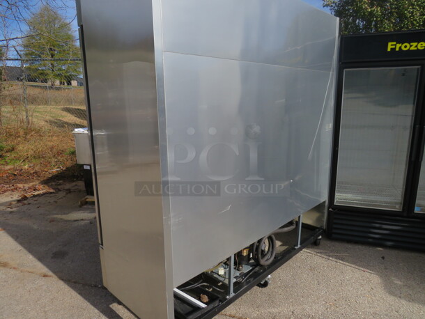 One Stainless Steel 3 Door TRUE Freezer With Racks On Casters. Model# 72F. 115 Volt.  - Image 6 of 6