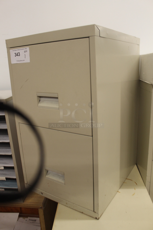 Tan Metal 2 Drawer Filing Cabinet. BUYER MUST REMOVE. - Image 3 of 4