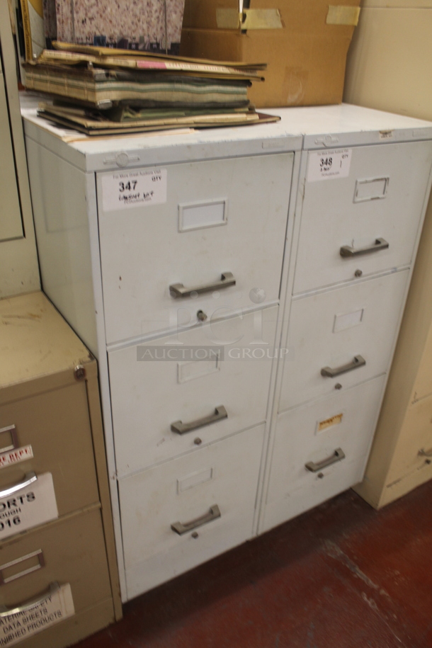 Globe Werner White Metal 3 Drawer Filing Cabinet w/ Contents. BUYER MUST REMOVE. - Image 2 of 7