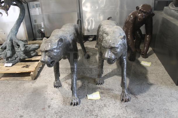 2 AWESOME! Bronze Painted Jaguar Statues. 2 Times Your Bid! - Image 1 of 5