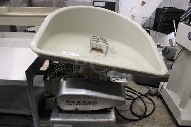 Hollymatic Super Model 54 Metal Commercial Countertop Patty Former w/ Tray. 200 Volts, 3 Phase. 32x29x36