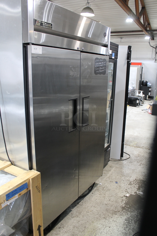 2011 True TG2R-2S Stainless Steel Commercial 2 Door Reach In Cooler w/ Poly Coated Racks on Commercial Casters. 115 Volts, 1 Phase. Tested and Working! - Image 1 of 7