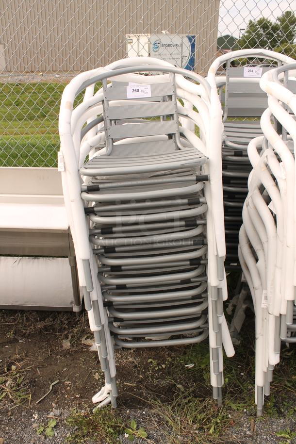 10 BRAND NEW SCRATCH AND DENT! Gray Metal Outdoor Patio Chairs w/ Arm Rests. 10 Times Your Bid! - Image 1 of 3