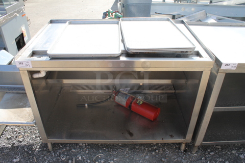 Stainless Steel Commercial Soda Station w/ Metal Baking Pans and Fire Extinguisher. Extinguisher Must Be Picked Up - We Cannot Ship That Item