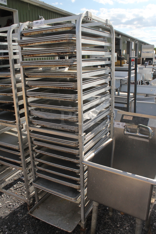Metal Commercial Pan Transport Rack w/ 43 Metal Baking Pans on Commercial Casters. - Image 2 of 3