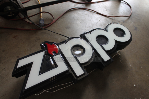 Zippo Black and White Light Up Sign. - Image 3 of 6
