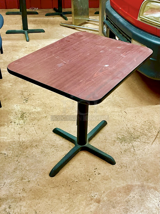 BEAUTIFUL! Lancaster Table & Seating 24" x 30" Reversible Cherry / Black Laminated Standard Height Table Top and Base Kit with 22" Plate - Image 2 of 3