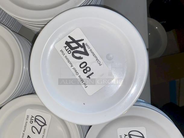 OUTSTANDING!! Thunder Group NS107W 7 1/4" Narrow Rim Nustone White Melamine Plates. 27x Your Bid - Image 1 of 3