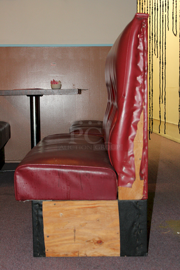 BEAUTIFUL! Ruby Red Single Button Tufted Booth Seating, Fully Upholstered, Heavy Duty Hardwood Frame and Removable Seat- 46x23x42 - Image 2 of 4
