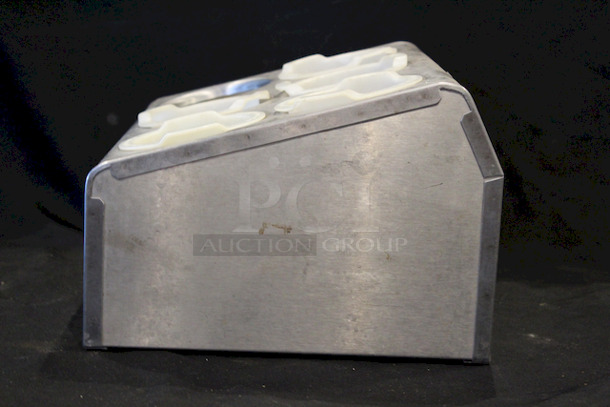 Six Hole Stainless Steel Flatware Organizer with Gray Perforated Plastic Cylinders. 
14-1/4x11-3/4x8-1/2 - Image 2 of 5