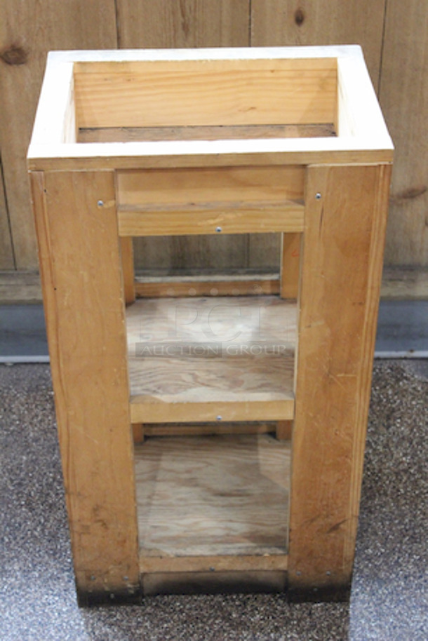 BEAUTIFUL! Wood Merchandisers. 
(1): 33-1/2x13-1/2x33-1/2
(2): 17-1/2x13x33-1/2
3x Your Bid - Image 7 of 12