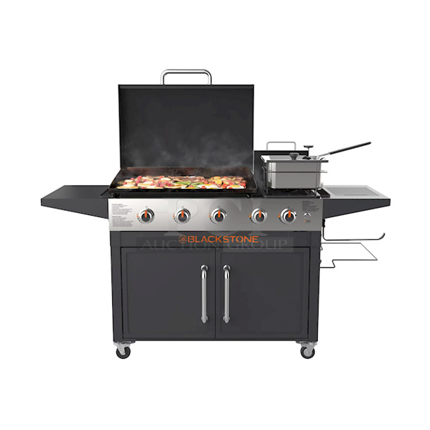 DON'T LET THIS PASS YOU BY!! Blackstone Model 1845 Range Top Combo - 28" Griddle with Bonus Fryer. (3) Burner Griddle With (2) Burner Range. 65,000 BTUs, On Casters. 68.25 in. x 27.5 in. x 41.25 in. - Image 3 of 8