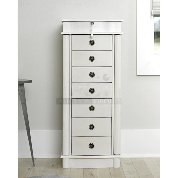 Hives and Honey Nora Standing Jewelry Armoire Jewelry Chest- White. 15-1/2x10-1/2x37.60