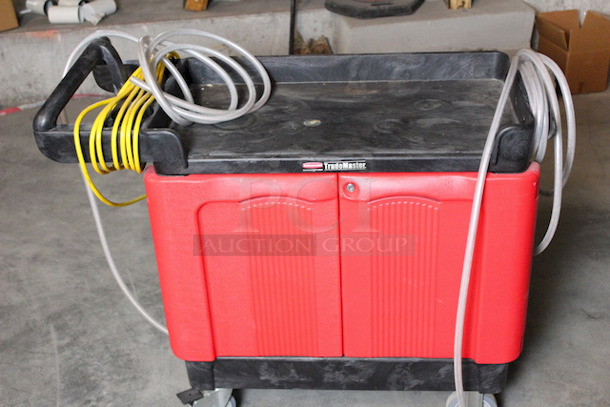 AWESOME! Mobile Sanitization Station. Features a LOTUS PRO Stabilized Aqueous Ozone (SAO3) High Capacity, chemical-free, sanitizing and cleaning Module Attached to a Rubbermaid Industrail Work Cart. This system transforms ordinary tap water into Stabilized Aqueous Ozone (SAO3) which is a powerful and natural surface sanitizer (99.999%), surface cleaner, stain remover, and deodorizer. - Image 1 of 8