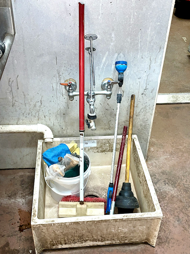 Faucet, Mop Sink & Various Cleaning Supplies - Image 1 of 4