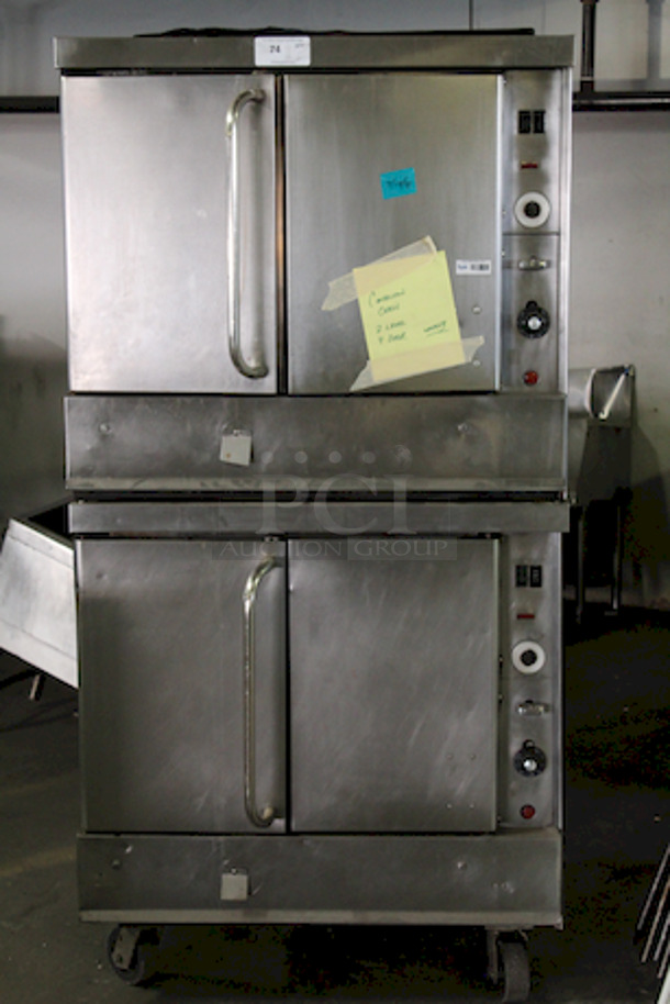 WORKING! Double Stack Convection Oven, Natural Gas, On Commercial Casters. 