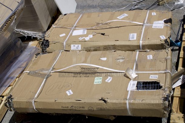 BRAND NEW SCRATCH & DENT! Regency 24" x 48" NSF Chrome Wire Shelf. Damage To Packaging. 2x Your Bid. 2 Boxes Of 2. 4pcs Total.  - Image 2 of 3
