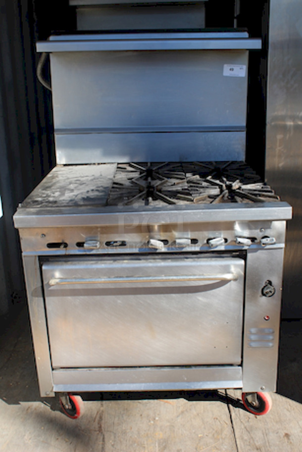 AWESOME! Montague Combination (2) Burner Griddle Top With (4) Burner Range On Oven Base With Commercial Casters 35x36-1/2x60. - Image 3 of 8