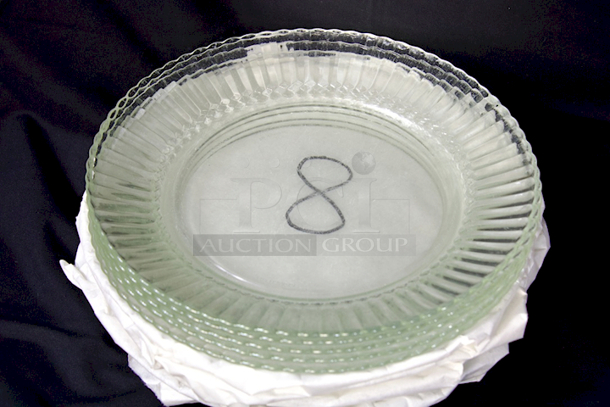 OUTSTANDING!! 52 Piece Glass and Ceramic Serving Set. (4) Orange Glass Patters, (5) Glass Candle Holders, (13) Hall China by Steelite International HL4340ABWA 12 oz. Round Bright White China Au Gratin / Shirred Egg Dish, (2) Glass Serving Dishes, (1) Oval Glass Serving Dish, (2) Ceramic Bowls, (2) Glass Star Candle Holders, (8) Vintage Glass Leaf Dishes - Image 3 of 12