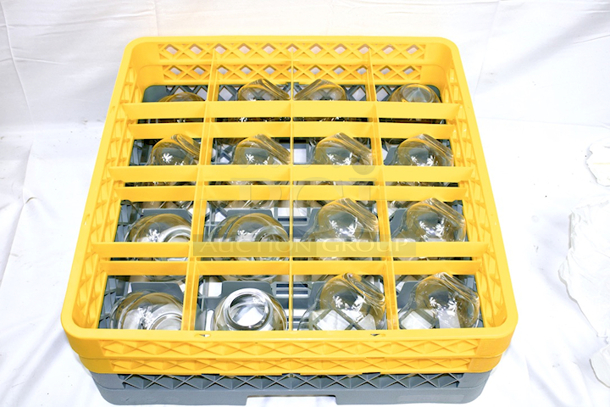 NEW! (2) Noble Products 274RK162 16-Compartment Gray Full-Size Glass Rack with 2 Yellow Extenders & 32 Wine Glasses 2x Your Bid - Image 6 of 6