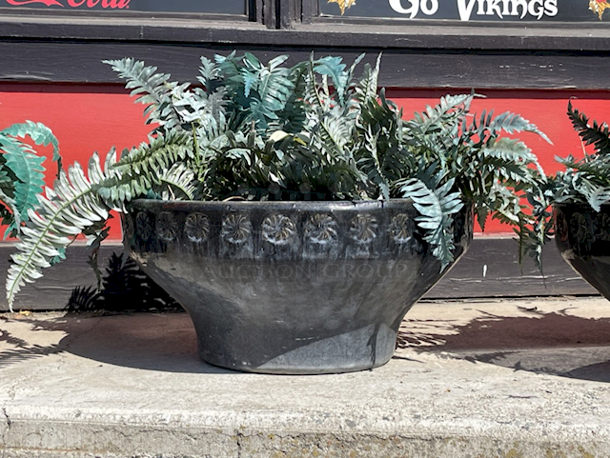 LARGE! Decorative Ceramic Potter With Artificial Plants - Image 2 of 2