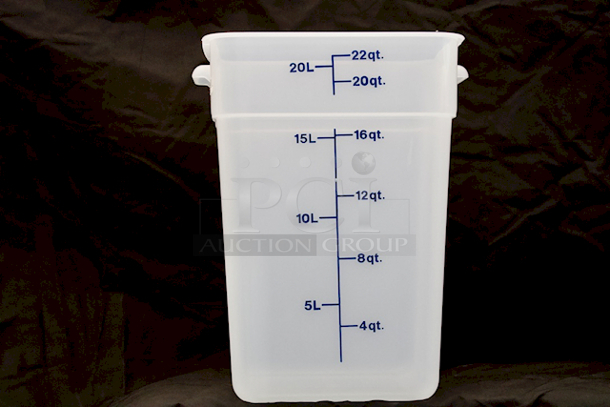Cambro CamSquares® 22 Qt. Translucent Square Polypropylene Food Storage Container. 3x Your Bid