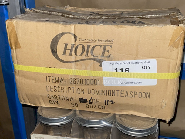 NEW/NEVER USED! (50) 1-Dozen Packages of Choice 267010001  Dominion Teaspoons. 600 Spoons In Total. 50x Your Bid - Image 2 of 2