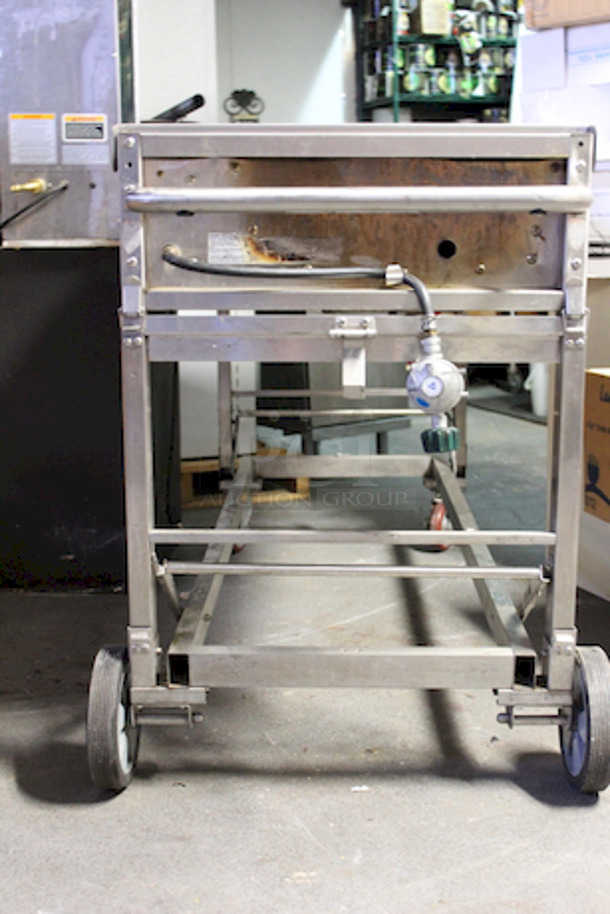 SWEET! Grand Cafe BBQ Grill model CGE06ALP, Propane, 116000BTU. Fully Functional. On HD Commercial Casters. Missing Grate on the Left Side and Some Of The Knobs. 
65-1/2x24-1/4x37 - Image 2 of 10