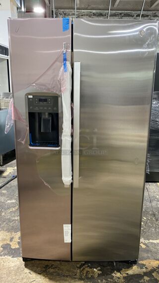 GE 36 in. 25.3 cu. ft. Side-by-Side Refrigerator with External Ice & Water Dispenser - Stainless Steel
