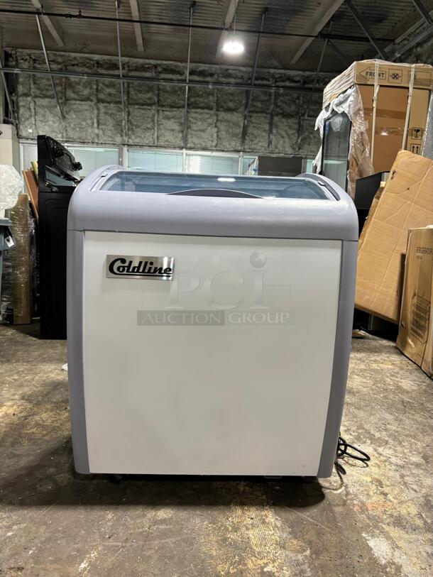 Coldline XS160 26" Curved Glass Top Ice Cream Freezer with LED | 6 Cu.Ft.
 - Image 5 of 5