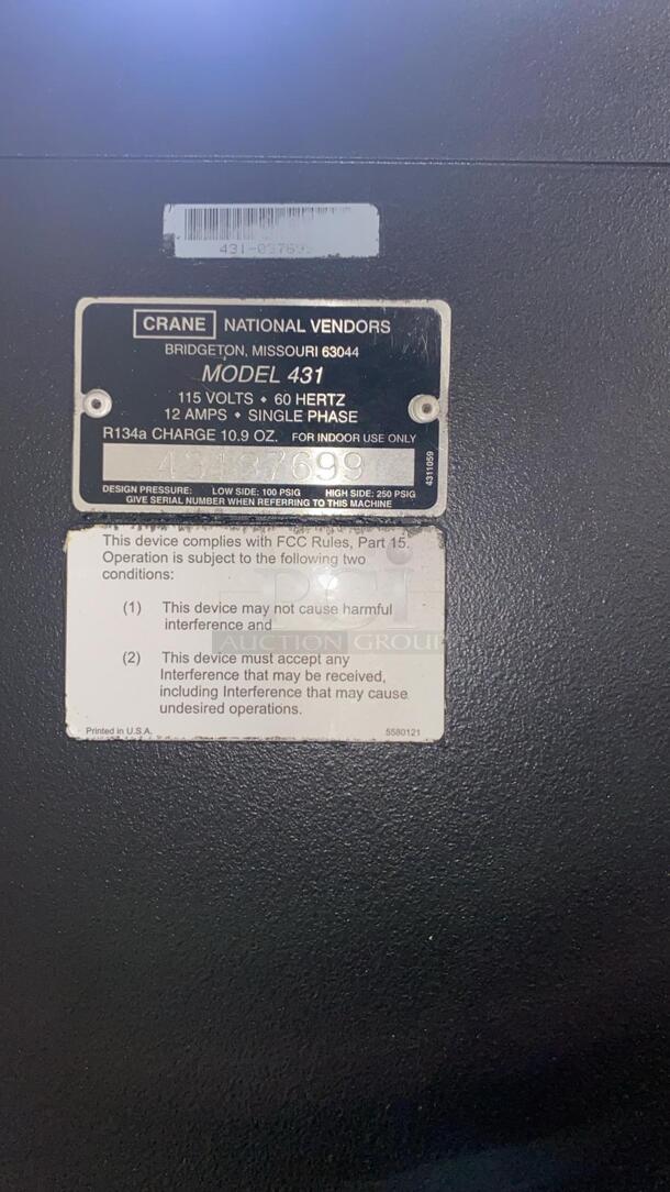 Crane National Shoppertron 431 Rotating Cold Food Vending Machine

 - Image 4 of 5