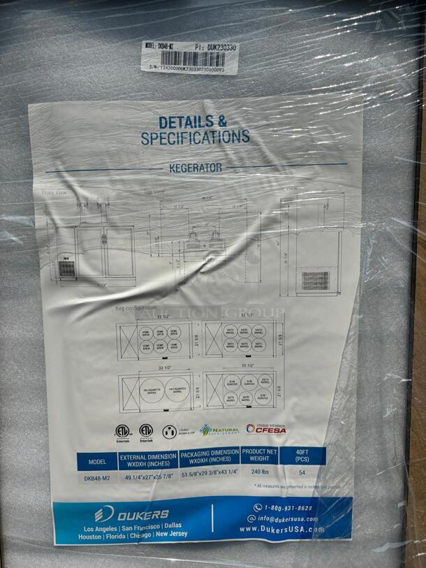 Brand New in the box scratch & dent DDKB48-M2 Dual Tap Kegerator Beer Dispenser - Image 3 of 5