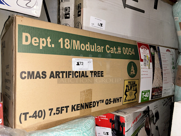 Holiday Time 7-1/2ft Pre-Lit Kennedy Fir QS-White Artificial Christmas/Holiday Tree, 4ft Diameter.  - Image 1 of 2