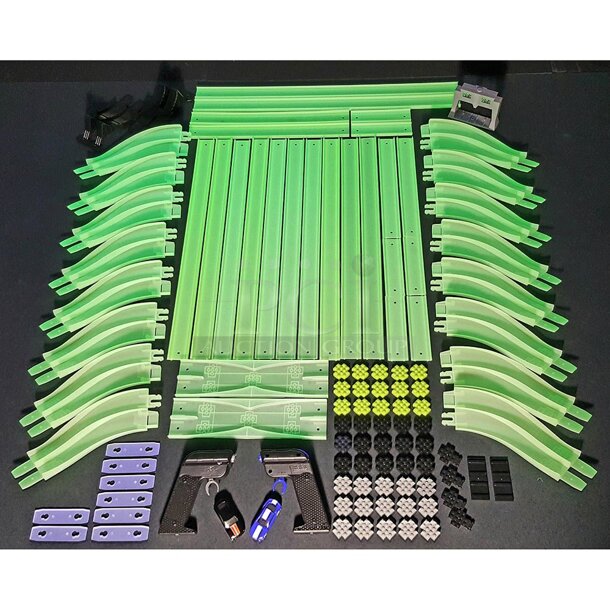 Max Traxxx Tracer Racer R/C The Showdown Set, Ford Mustang Chevrolet Camaro, 500 M P H 60ft of glow in the dark track!!
 - Image 2 of 2