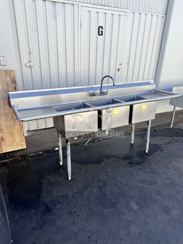 Excellent Condition Commercial Stainless Steel Three Compartment Sink 91x23x42 - Image 6 of 7
