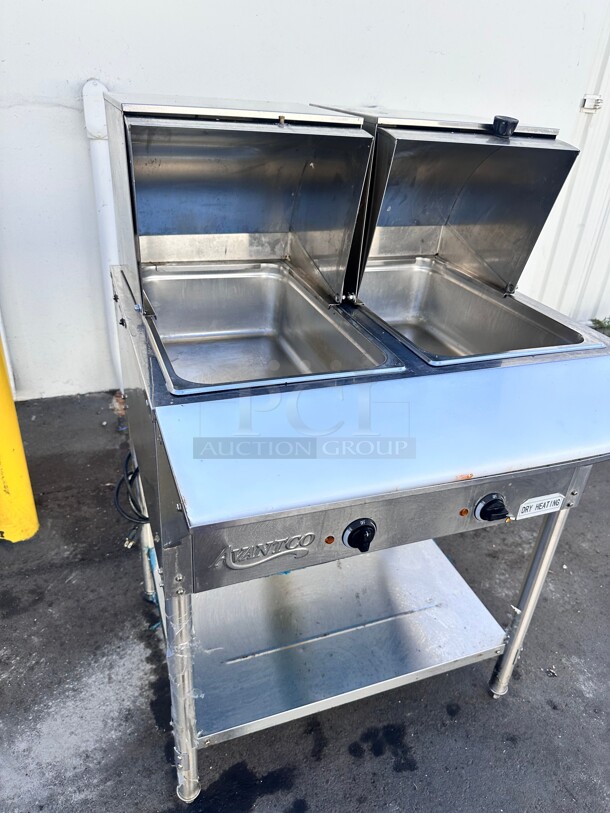 Late Model Used Avantco STE-2S Two Pan Open Well Electric Steam Table with Undershelf - 120V, 1000W Working - Image 2 of 7