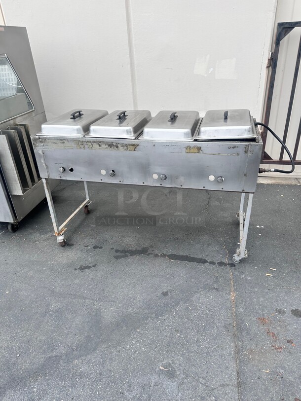 Commercial 54 inch Hot Food Table w/ (4) Wells & Cutting Board, Natural Gas  - Image 1 of 6