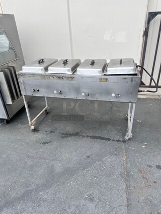 Commercial 54 inch Hot Food Table w/ (4) Wells & Cutting Board, Natural Gas 