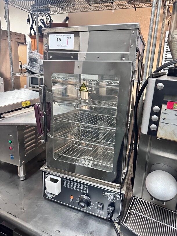 New Countertop 15 inch Food Warmer Display Case 5 Shelf Hot Warming Showcase  Commercial 115 Volt  - Image 1 of 8