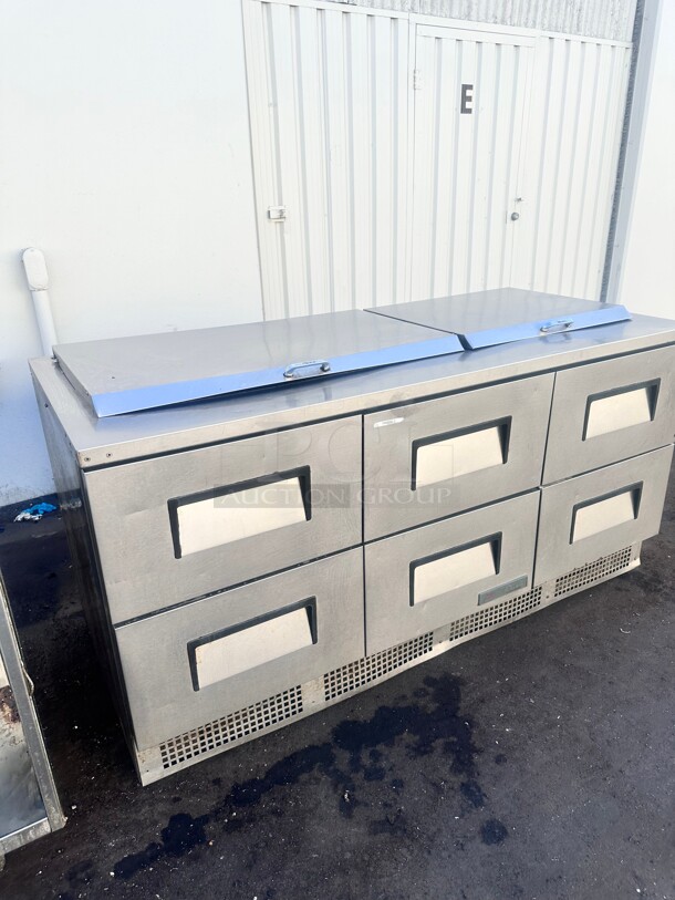 Late Model True TFP-72-30M-D-6 72" Sandwich/Salad Prep Table w/ Refrigerated Base, 115v Working - Image 1 of 11