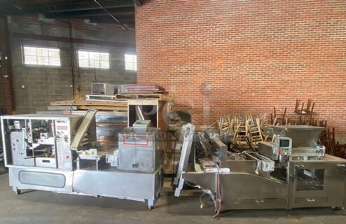 SWEET! KONIG Maschinen/RHEON Commercial Floor Style Stress Free Mass Production BUN ROLL LINE! Up To 4000 PCS Per Hour/Rounded, Stamped, Oval or Folded and Long-Rolled! Model Brotchenanlage/Roll Plant GS USA K2 Serial 3160052! With Rheon Full Line Dough Sheeter WIth Hopper! On Commercial Casters!