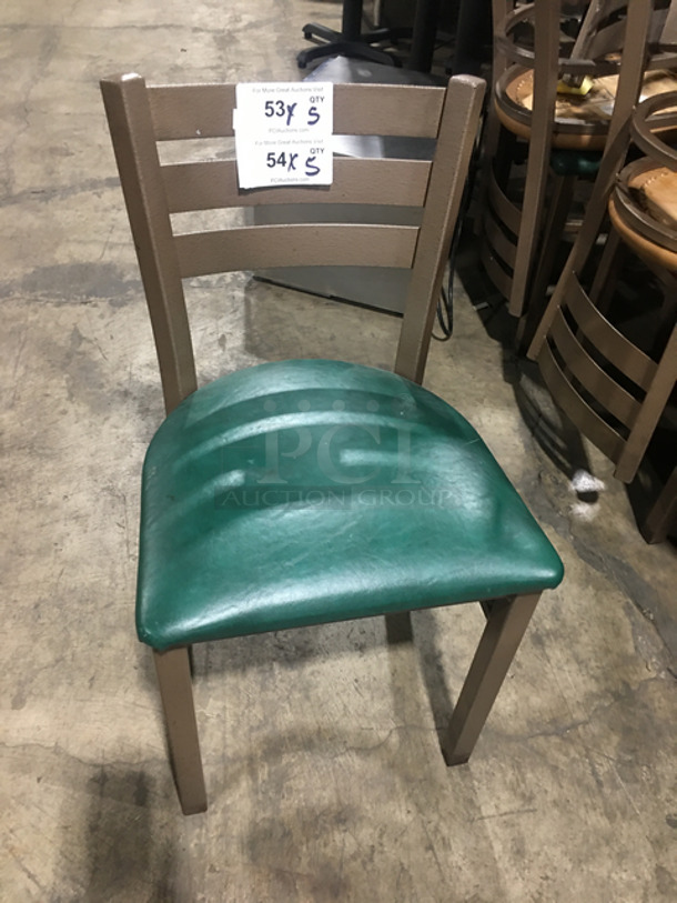 Green Cushioned Chairs! With Brown Metal Body! 5x Your Bid!
