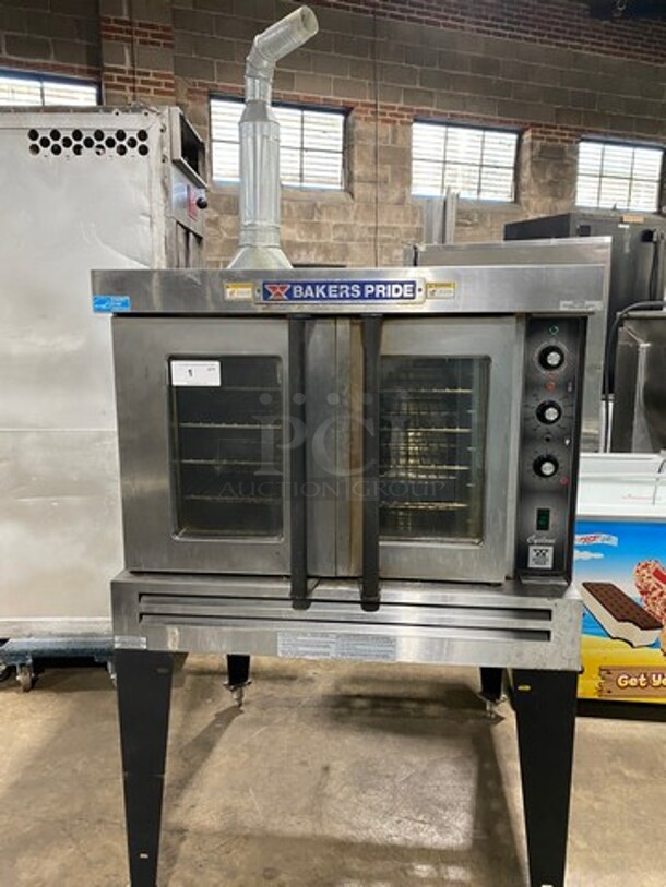 WOW! LATE MODEL! 2017 Bakers Pride LP Powered Commercial Convection Oven! With View Through Doors! With Oven Metal Racks! All Stainless Steel! On Legs! Cyclone Series! WORKING WHEN REMOVED! Model: BCO11G SN: 555111210017